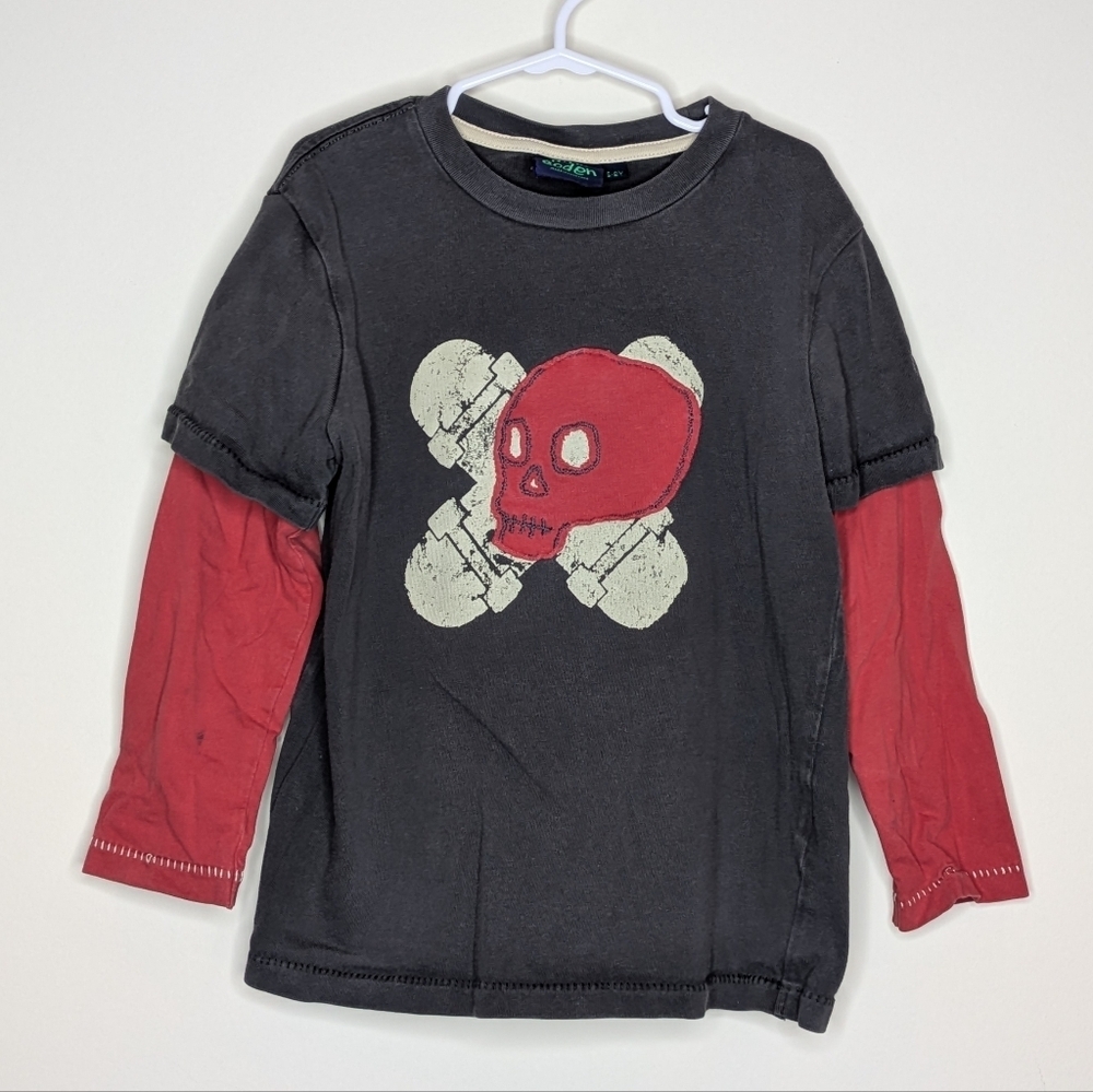 Mini Boden Skull Shirt 6/7